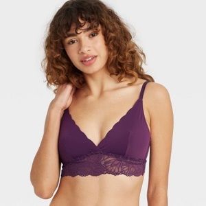 Auden Scallop Bralette Purple Size XL Double Strap